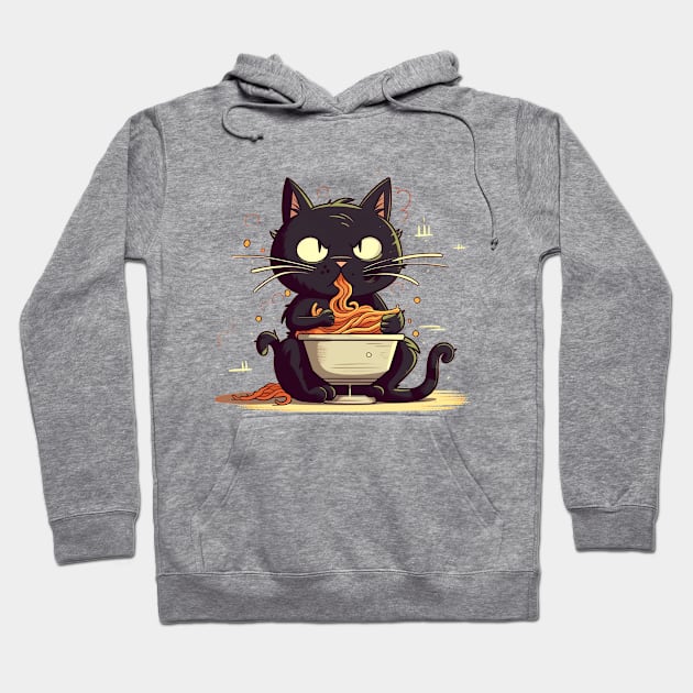 cat eating spaghetti Hoodie by adigitaldreamer